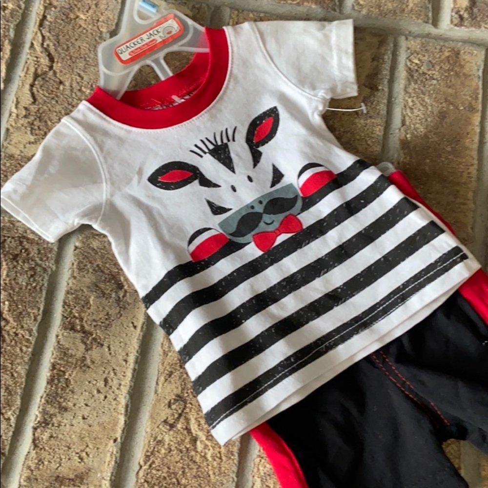 Baby Boy Summer Safari Zebra & Mustache Shorts Set